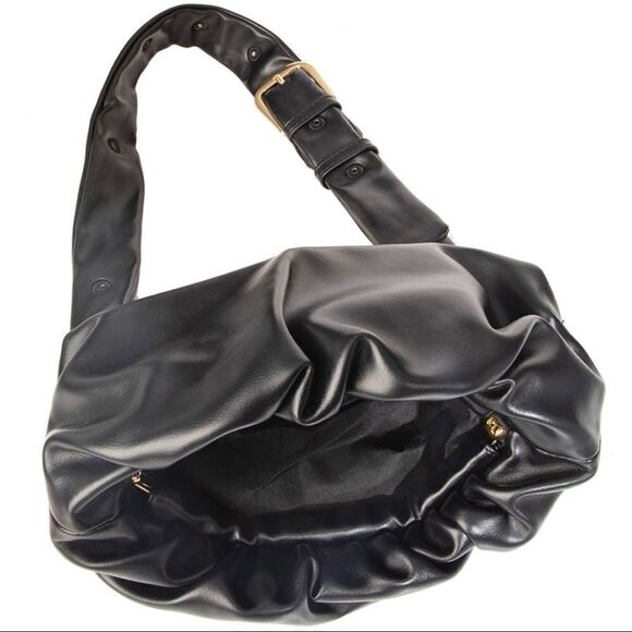 Vegan Leather Upside Down Shoulder Bag, Black - Picture 3 of 16